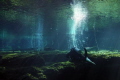   Taken Ginnie Springs FL. Diver top cavern. natural light. FL cavern light  